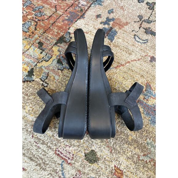 ECCO Flowt Wedge LX Leather Sandals Black 40 US 9 9.5 Danish Comfort - Picture 8 of 12